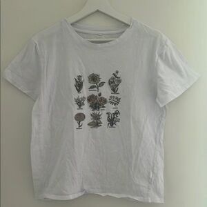 White T-Shirt with Floral Graphic